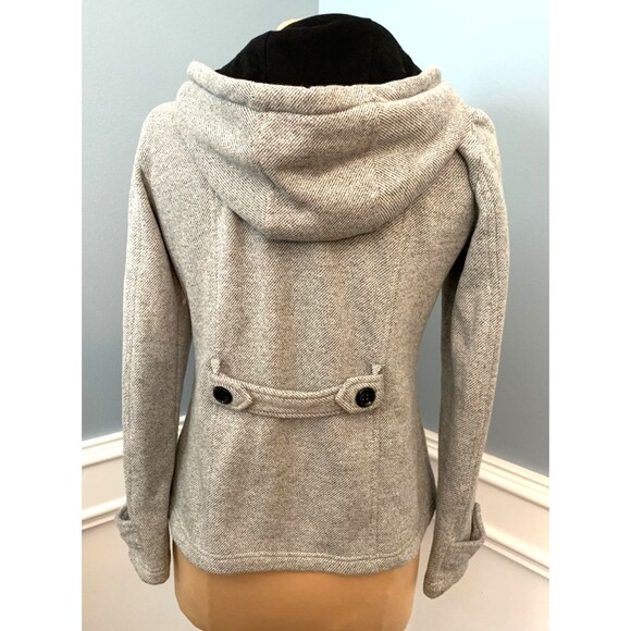 Sebby Coat Womens SP Petite Tweed Hooded Toggle Duffle Peacoat Fleece Lined Zip - Picture 3 of 10